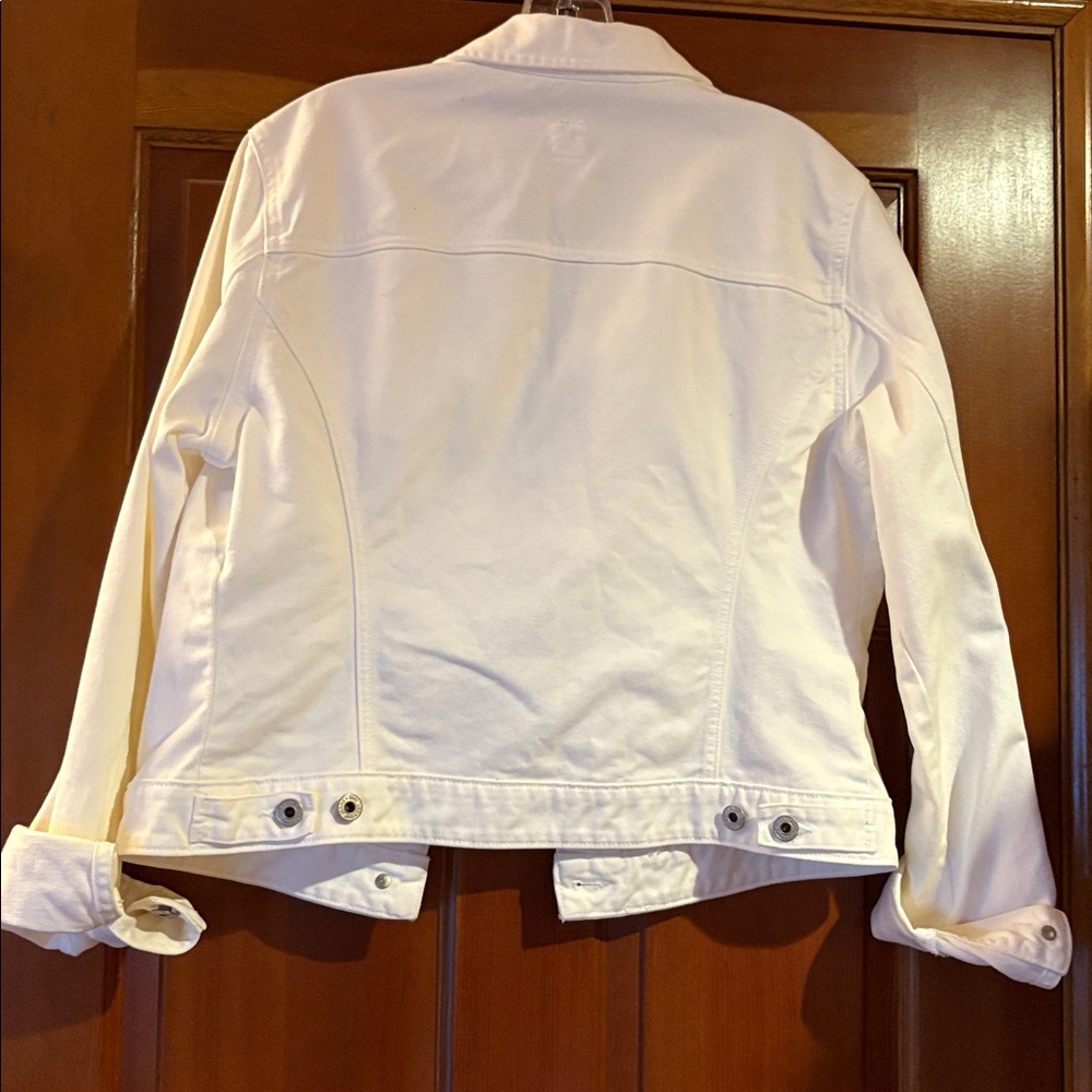 [Gap] Vintage White Denim Button-Up Casual Jean Jacket Long Sleeve Women’s Large - Picture 8 of 12